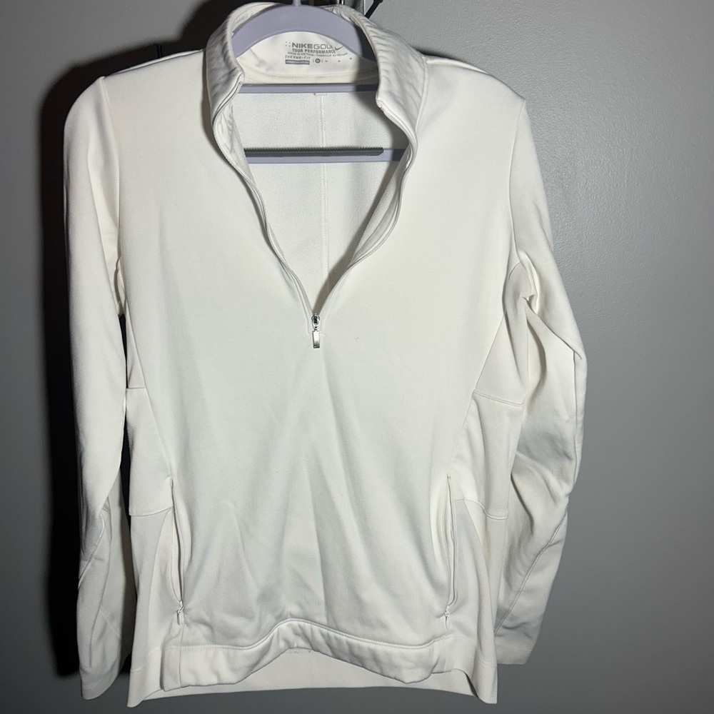 White Nike golf therma fit pullover
